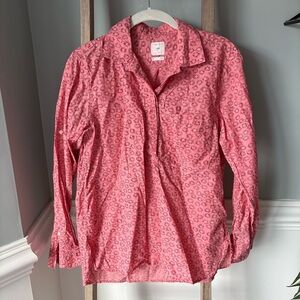 GAP Popover Roll Tab Long Sleeve Top in Pink Floral Size Medium - 1661